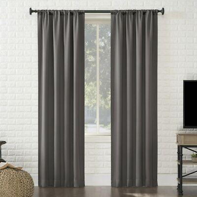 Set of 4 Sun Zero Avery Blackout Rod Pocket Single Curtain Panel 40 x 95 Gray-image