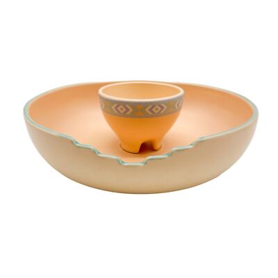 Treasure Craft Southwest Chip & Dip Bowl Set Adobe Style Large Vintage 1987-image