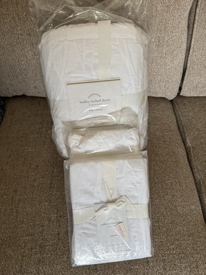NEW Pottery Barn Ruched Hadley KING Duvet & Two STANDARD Shams WHITE-image