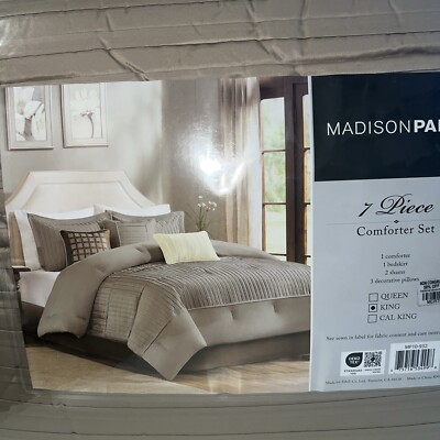 Madison Park Trinity Charmeuse 7-Pc. Comforter Set, King, Taupe-image
