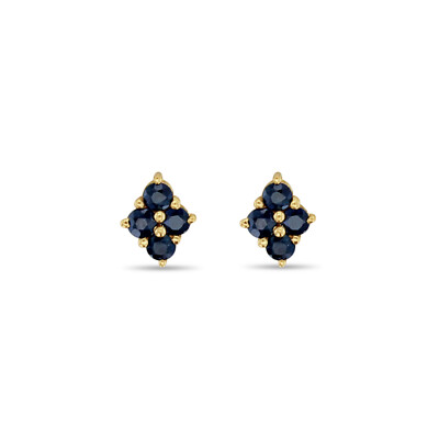 Teardrop Sapphire Studs with Diamond Accent 14K Yellow Gold-image