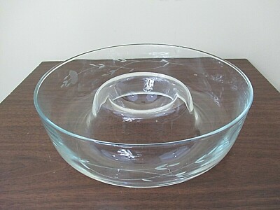 Princess House Heritage Crystal Glass Chip and Dip Large Bowl Dish Etched -image