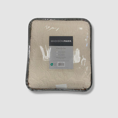 Madison Park Ivory King/Cal King Quebec 3-Piece Reversible Quilt Set-image