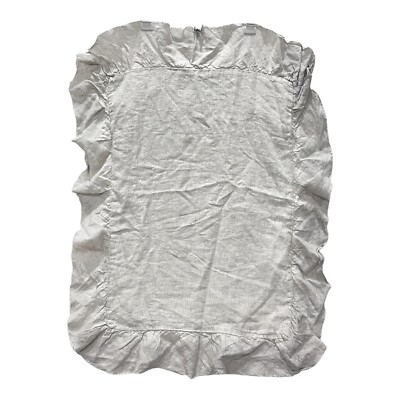 Pottery Barn Linen Raw Edge Ruffle Standard Pillow Sham Natural Color 26