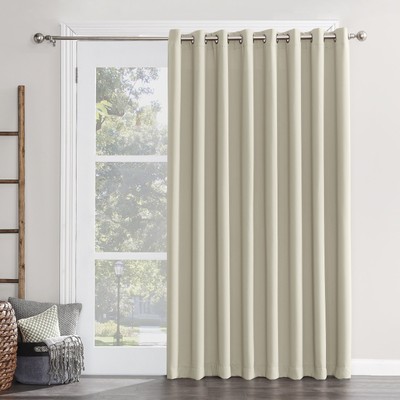 Sun Zero Extra-Wide Blackout Sliding Patio Door Curtain Panel, Pearl, 100