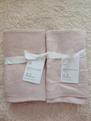 pottery barn BELGIAN FLAX LINEN 2 king sham original $150 new soft rose-image