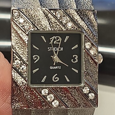Studio Time Watch STD934T Cuff Bracelet Quartz Women's Sz. 6 1/2