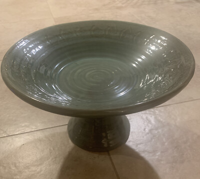 Pottery Barn Ceramic Rustic Footed Serving Bowl Platter Large 16” dia. x 9” H-image