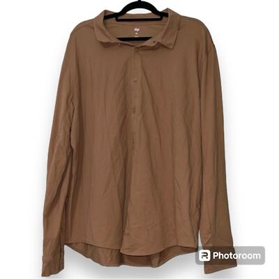 dip size XL mens casual long sleeve button down brown tan casual wear top new-image