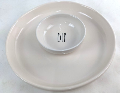 Rae Dunn Ceramic Chip And Dip Serving Tray, large 10