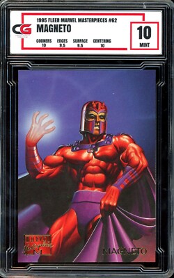 1995 Marvel Masterpieces #62 RARE SET FULL ART ~ Magneto ~ GRADED CG 10-image