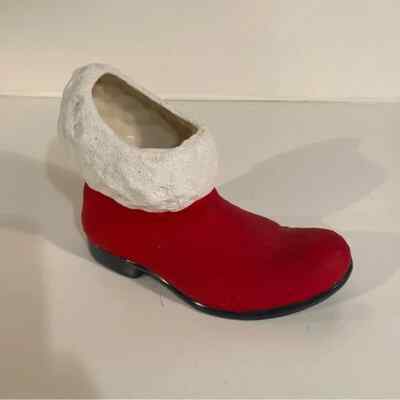 Vintage Home Studio Hand Painted Ceramic Santa Boot Vase 6” Height 8” Length-image