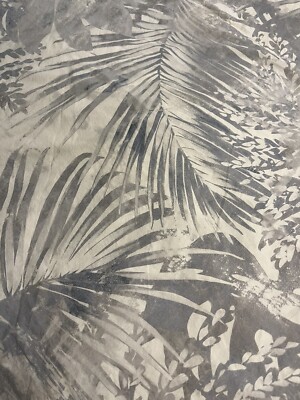 Pottery Barn Duvet Cover FULL QUEEN Layla Palm Gray White Cotton Coastal-image