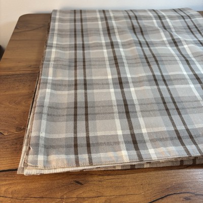 Pottery Barn Gray Brown White Cotton Plaid Check Tartan Table Runner 18x108 inch-image