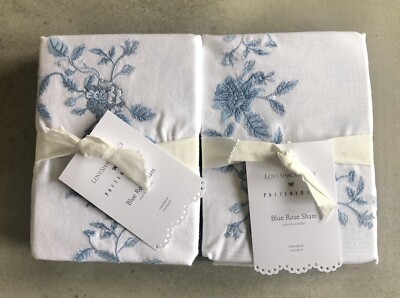 Pottery Barn Love Shack Fancy Blue Rose Standard Shams set of 2 - 100% Cotton-image