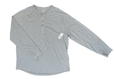 NEW Dips Long Sleeve Soft Knit Gray Shirt Button Neckline Cotton Blend XL-image