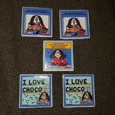 x5 VTG 1995 Cathy Guisewite Studio CHOCOLATE Cartoon Comic Refrigerator Magnets-image