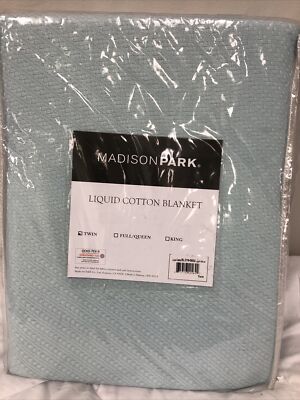 Madison Park Liquid Cotton Blanket Twin Size Light Blue -image