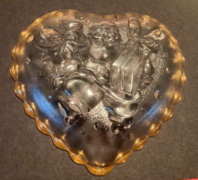 Vintage Mikasa Studio Nova Gold Trimmed Heart Shaped Christmas Candy Dish-image
