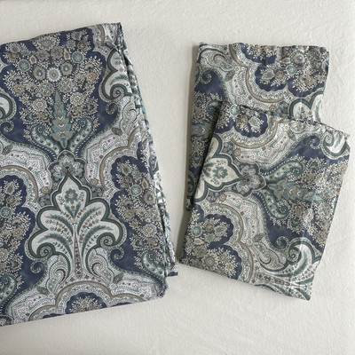 Pottery Barn Jordana Paisley Blue/Gray King Duvet Cover & 2 Standard Shams-image