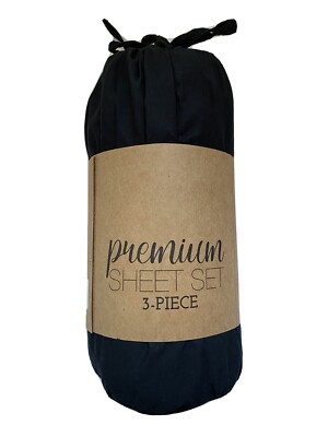 Luxury Inn Twin XL Black Premium Ultra Soft 3 Piece Bed Sheet Set Brand New-image