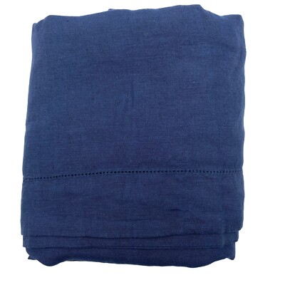 Pottery Barn King Belgian Flax Linen Sham Midnight Blue 36 x 20-image