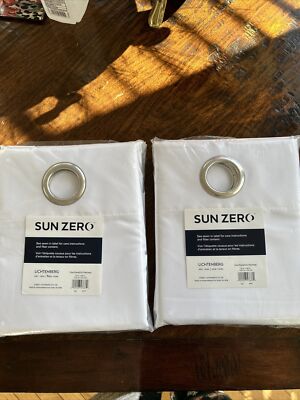 Indoor/Outdoor Curtain Panels SOLID WHITE Set =2 Panels NIP Sun block 54” X 95”-image