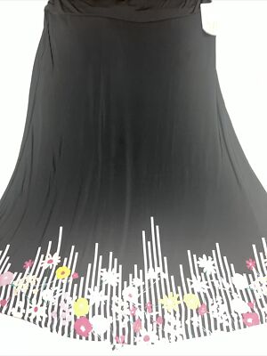 LuLaRoe MAXI Dip Skirt Dress 🦄 Black  Ombre Floral Daisy Peony 3XL 26/28 24 New-image