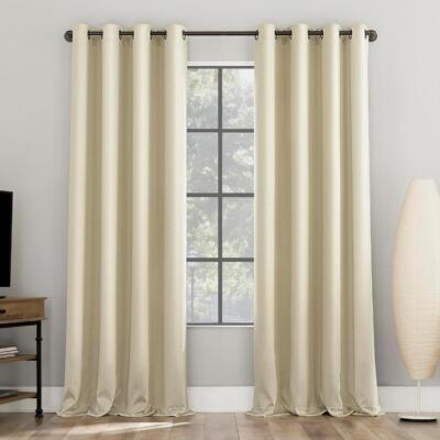 Sun Zero Broderick Theater Grade Blackout Curtain Panel Pair 52x 84 Each Cream-image