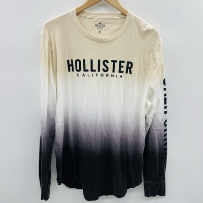 Hollister California Mens XL Ombre Dip Dye Long Sleeve Graphic Logo Tee 1704-image