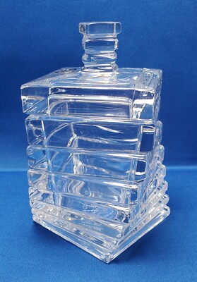 Rosenthal Studio-Linie Germany 24% Lead Crystal Geometric Stacked Squares W/ Lid-image