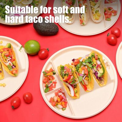 60 large disposable burrito trays for parties with 2 dipping area trays-image