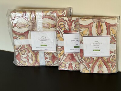 Pottery Barn Porto Tile (F/Q Duvet Cover, 1 Standard & 1 Euro Sham)-image