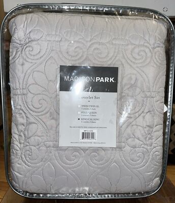 Madison Park Quebec 3-Piece King/California King Coverlet Set Color: Grey-image