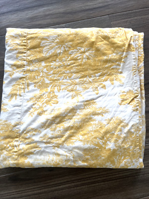 POTTERY BARN Marigold Yellow Linen/Cotton Matine Toile Duvet Cover Size Queen-image