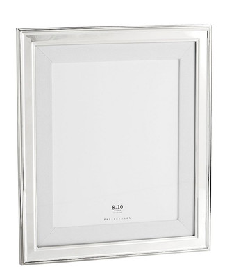 3 Pottery Barn Frame Polished Silver+white Gros Grain Mat (2) 5”x7” (1) 8”x 10”-image