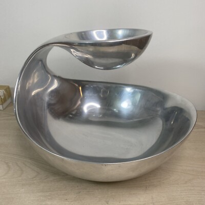 Nambe Large Scoop Server Chip Dip MT0253 Wei Young Classic Silver Alloy 2010 9”T-image