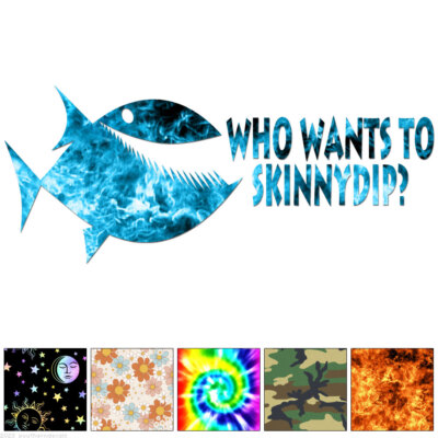Skinny-dip Piranha - Vinyl Decal Sticker - Multiple Patterns & Sizes - ebn6051-image
