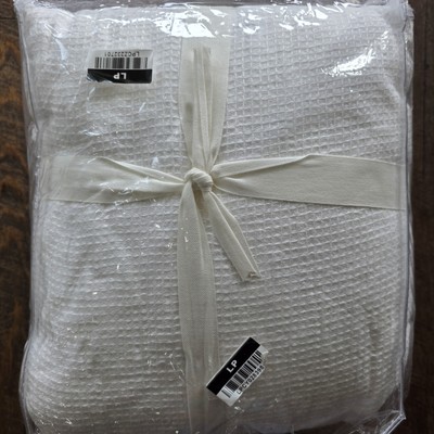Pottery Barn Begian Flax Linen Wafflle KING Duvet Cover White NEW-image