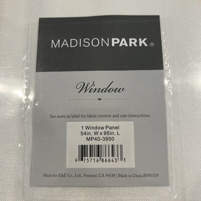 Madison Park Window Panel Cream with Blue and Gray Stripes-image