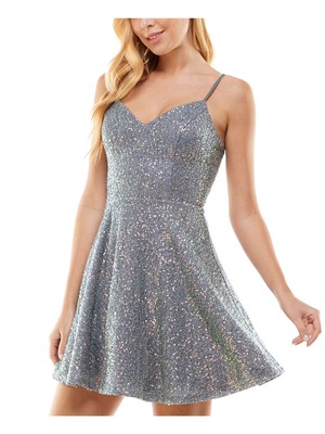 CITY STUDIO Womens Silver Molded Cups Lined Short Dress 1-image