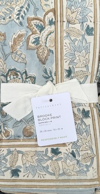 Pottery Barn Brooke Block Print Cotton Napkins Set/4-image