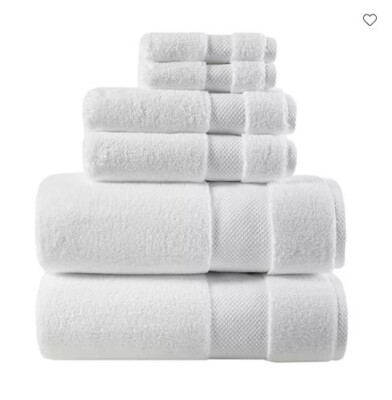 1000GSM Madison Park Signature Splendor 6 pc Solid Bath Towel Set WHITE Color-image