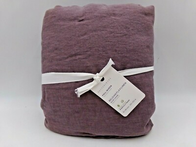 Pottery Barn Belgian Flax Linen Fringe Flange Duvet Cover Fig Full Queen #6777J-image