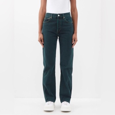 NWT ReDone High Rise Loose Evergreen Dipped Denim Jeans Women Size 25-image