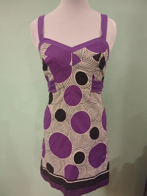 Nicole Miller Studio Collection Purple Circle Print Dress with TieBack NWT-image