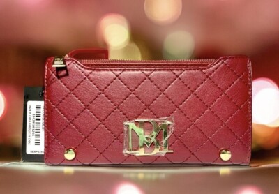 Studio Badgley Mischka Wine Quilted Long Cards Wallet NWT Vegan Leather $59 MSRP-image