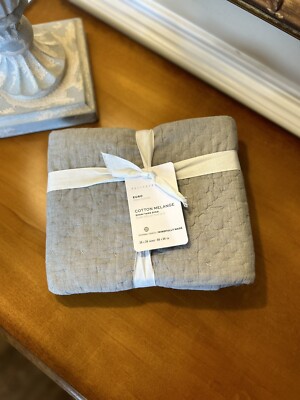 Pottery Barn Melange Handcrafted Cotton Quilted EURO Sham (1) Gray NWT OB Read!-image