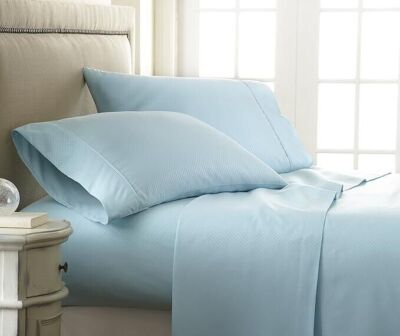 ienjoy Home Embossed 4 Piece Sheet Set, Full, Check Aqua Blue-image