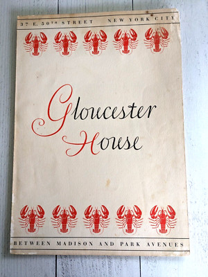 Vintage 1950s Menu, The Gloucester House, New York City, Madison & Park Avenue-image